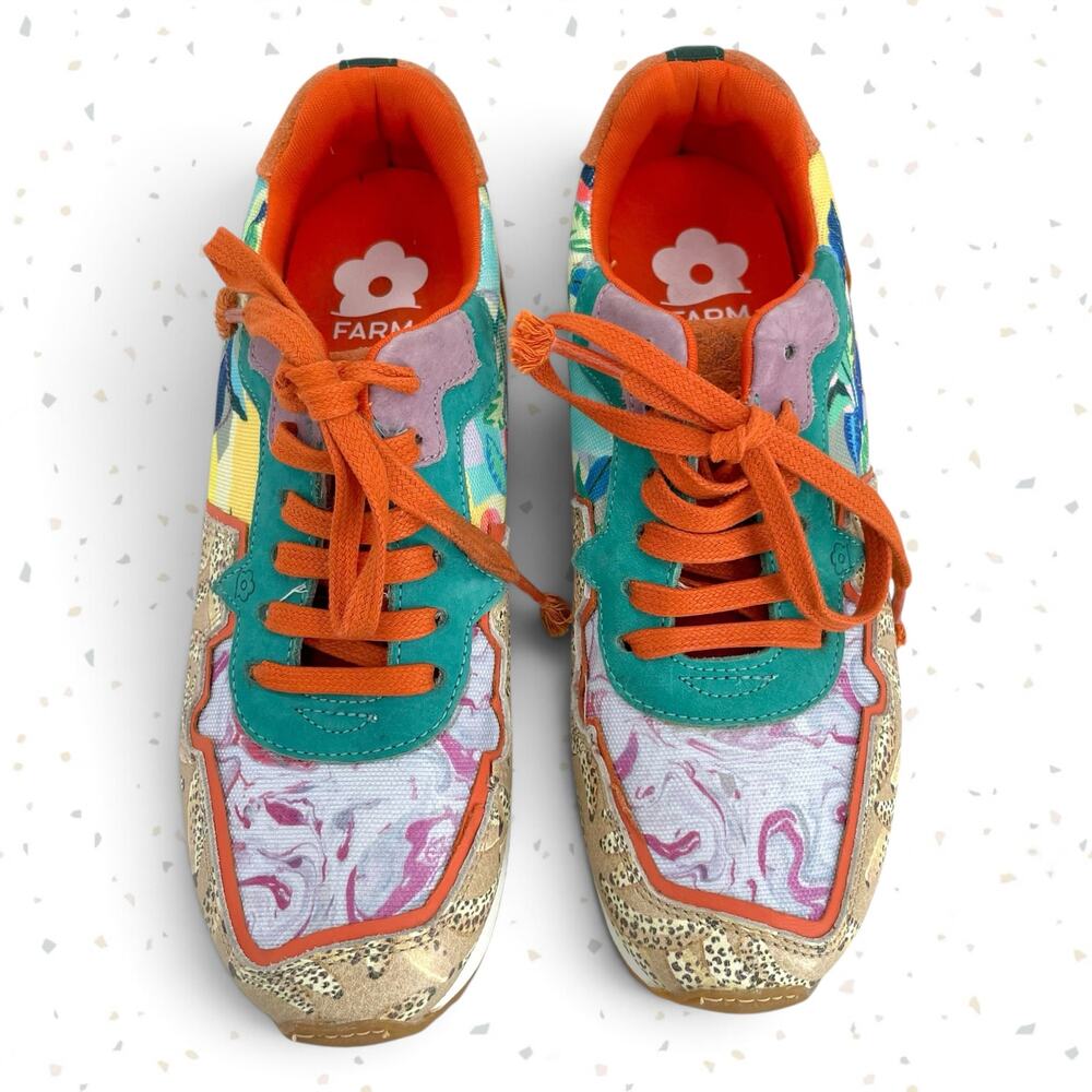 Farm Rio Sneakers Mixed Print Colorful Bright Retro Casual Comfort Shoes Size 38